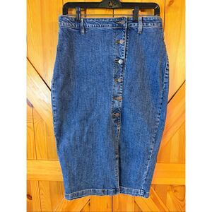 Nature Denim Mid Skirt Front Slit Size Medium (7087)